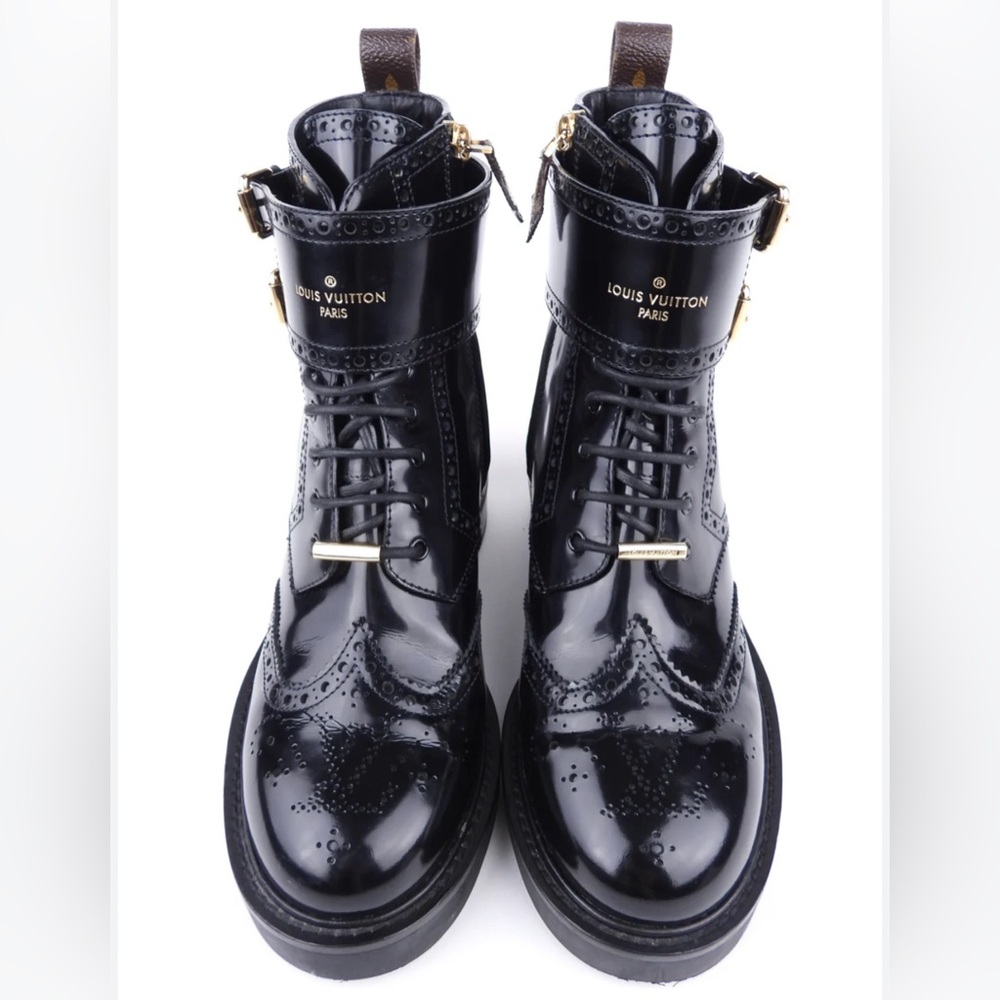 Authentic Louis Vuitton Glazed Calfskin Midtown Ankle Boots Size 40